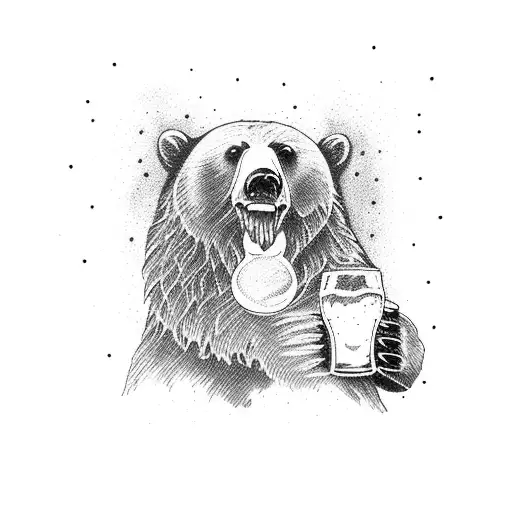 A Majestic Grizzly Bear Holding A Beer Mug In Its Paw