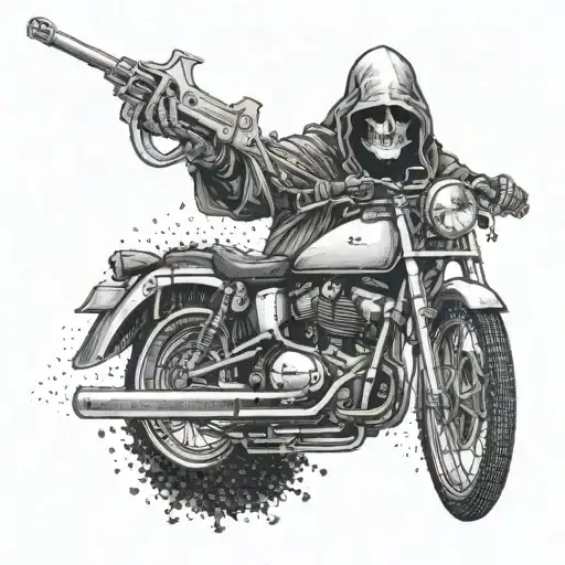 Incorporate The Mechanic Occupation With A Reaper Motif In A Dotwork Style