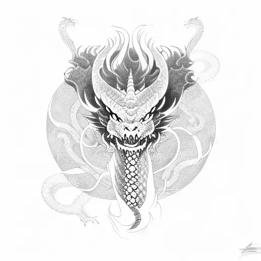 Dragon With Smoke Around It Connected To Snakes And Bears