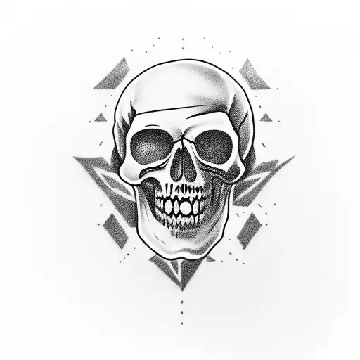 A Face With Some Parts Of Greek Philosopher And Some Parts Of The Zombie Skull Of The Band Death