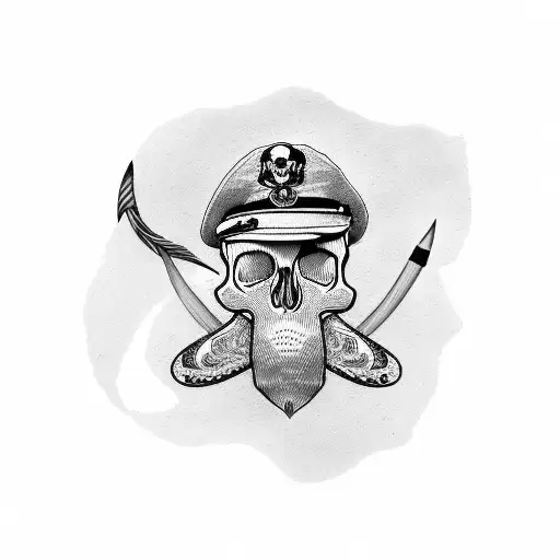 Skull With Beard Wearing Royal Australian Navy Cap