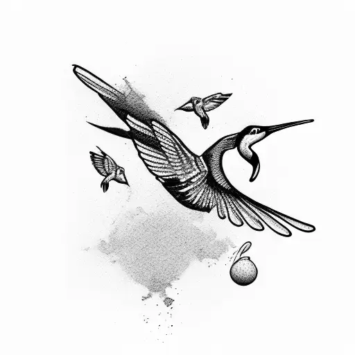 Flamingo With Hummingbird And Sports Family