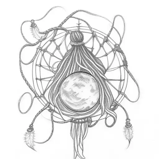 Ropes With Witch Knots And A Dream Catcher With Moons