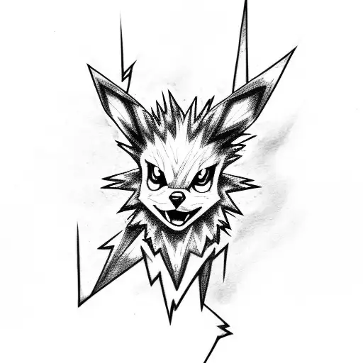 Jolteon Pokemon With Lightning Bolts Crackling Around It