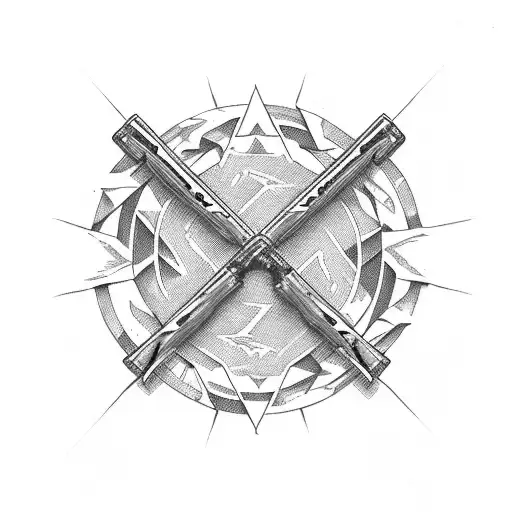 Cross Made Of Gun Barrels With Oregon Landscape Inside