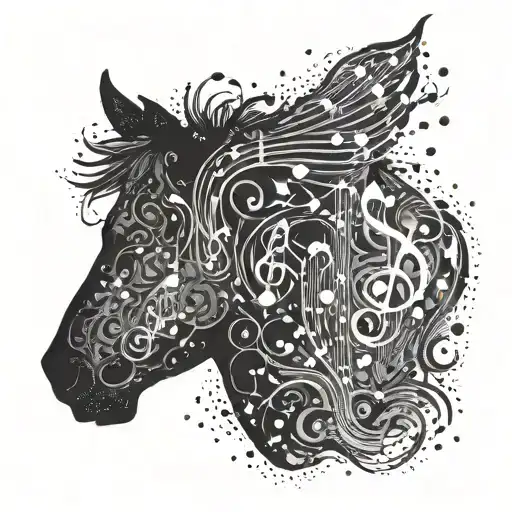 An Abstract Animal Silhouette Made Up Of Musical Symbols