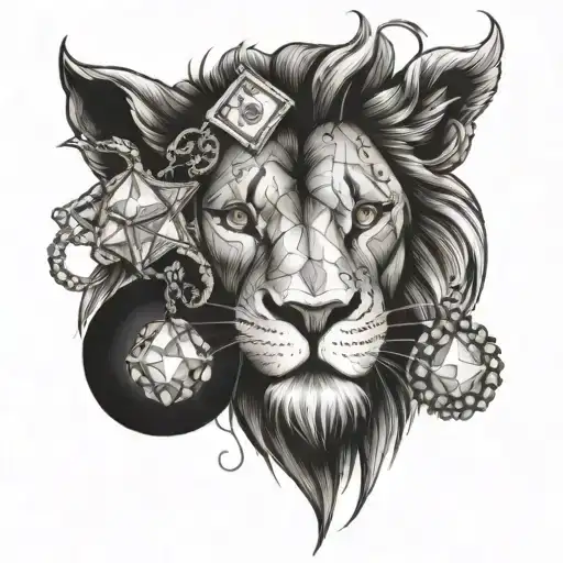 A Lion With A Diamond-encrusted Collar And A Money Bag In Its Claws