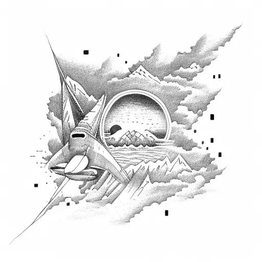 Mountain And Sea And Plane And Sun