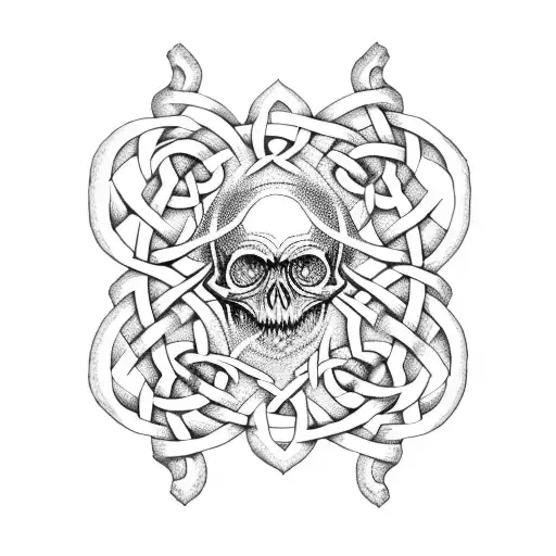 Celtic Knot Oak Tree Rose Skull