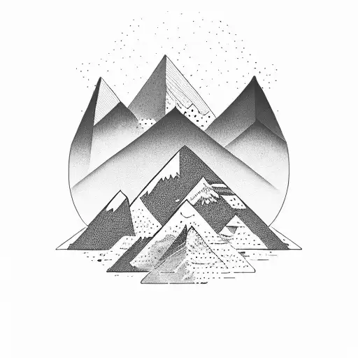 A Stylized Mountain Scene With Stock Chart Lines Integrated Into The Landscape