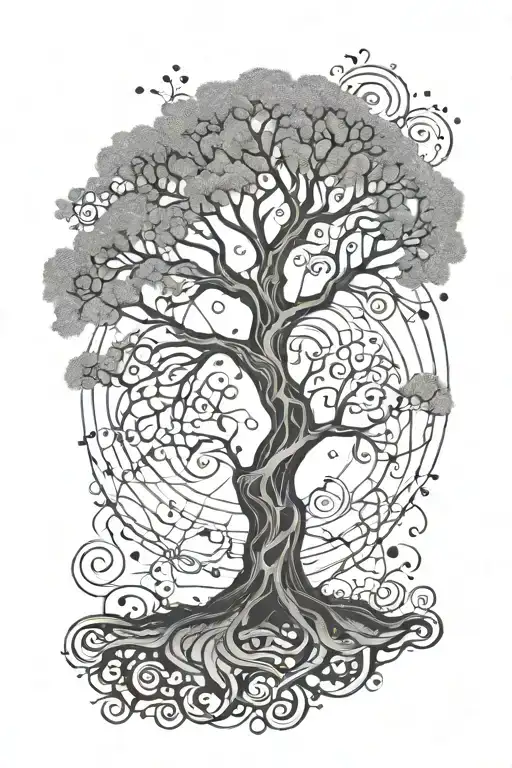 A Tree Of Life Intertwined With Electrical Circuit Patterns