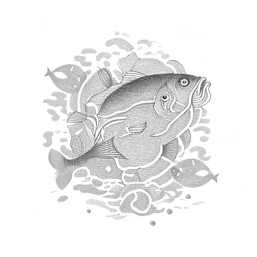 Seller Diving Into A Sea Of Colorful Asian-inspired Fish And Plants