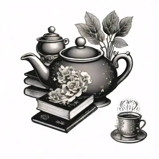 A Traditional Japanese Teapot Surrounded By Various Books In Different Languages