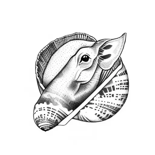 Baby Cow Inside A Mussel Shell