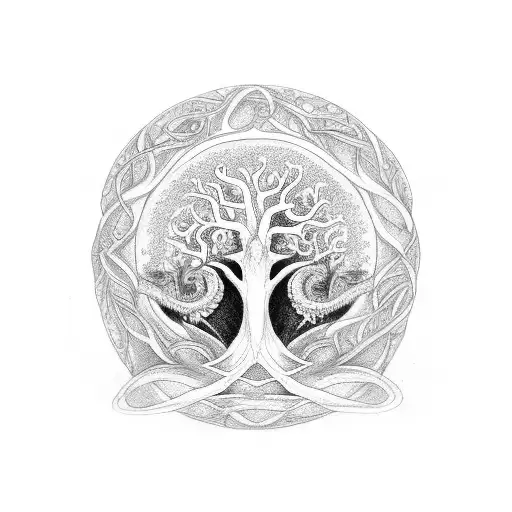 The Tree Of Life With Ouroboros Around It