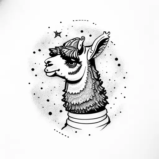 A Llama Astronaut Exploring A Colorful Galaxy