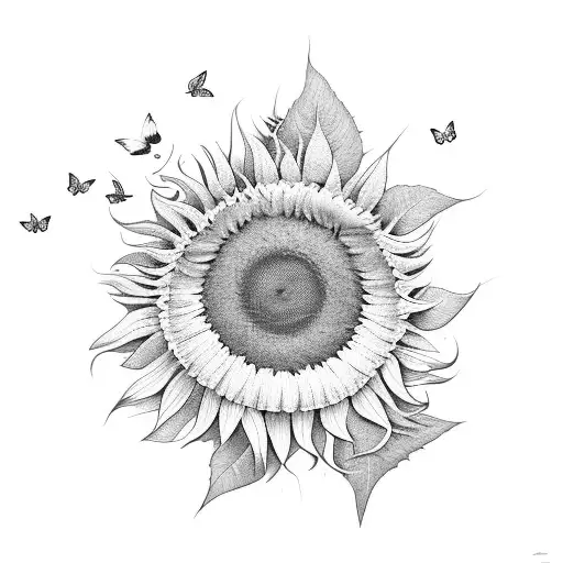 Book With Sunflowers And Butterflies