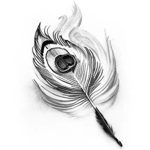 Peacock Feather In Between 2 Wings