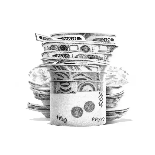 A Stack Of Money With Hidden Symbols And Messages