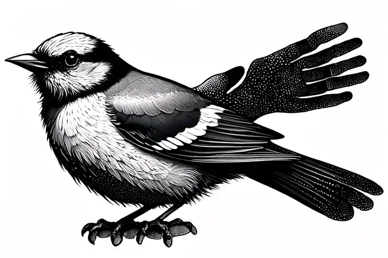 Handprint Abstract Bird Perched