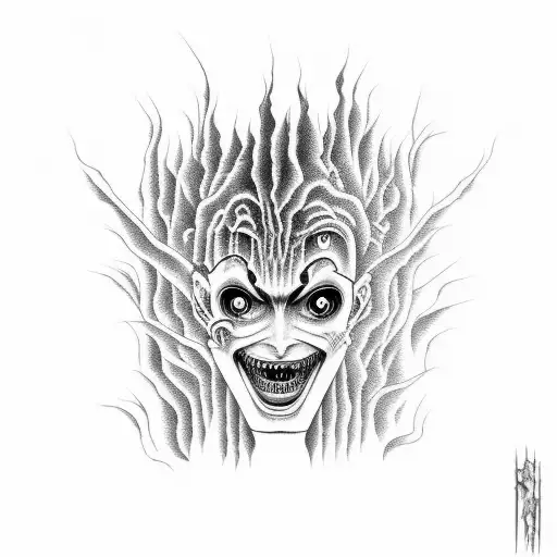 A Junji Ito Inspired Tattoo Of A Twisted And Eerie Cartoon Character From Your Favorite Shows