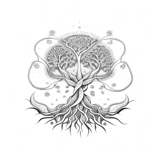 Tree Of Life With Ayahuasca Vine Growing Around The Tree