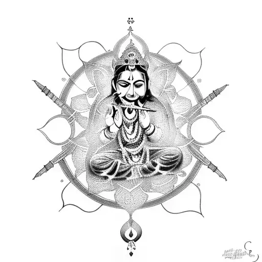 Krishna Flute With Infinity Symbol