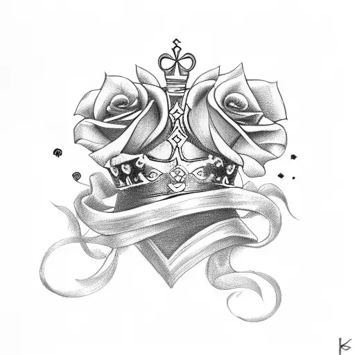 A Crown With Roses And Spades With The Words Her King Under It