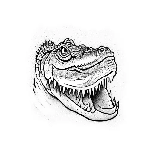 Colored Alligator Line Art