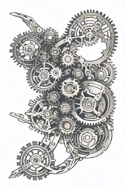 An Abstract Design Combining Motorcycle Gears And Electronic Components