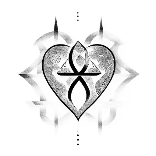 Abstract Design Of Virgo And Cancer Symbols Merging Into A Heart Shape Filled With Money Symbols
