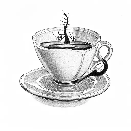 A Coffee Cup With A Nature Scene Inside It