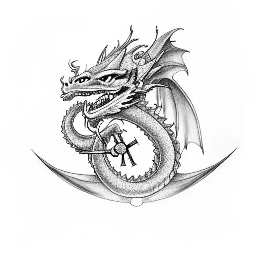 Dragon Holding A Cross In Its Hand