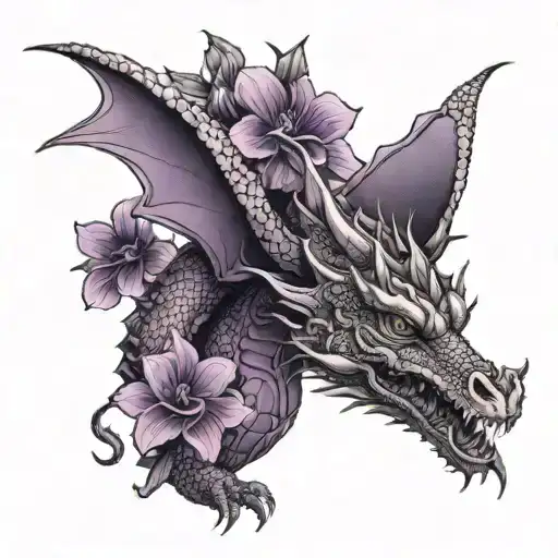 Dragon With Purple Flowers Wrapping