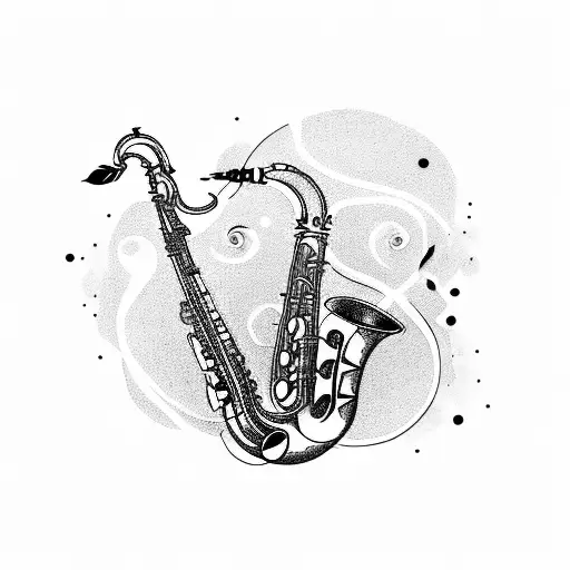 Saxophone Surrounded By Music Notes