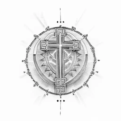 Christian Cross With Heart Beat And Heart