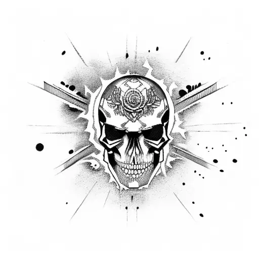 Punk Grunge Skull With Head Exploding