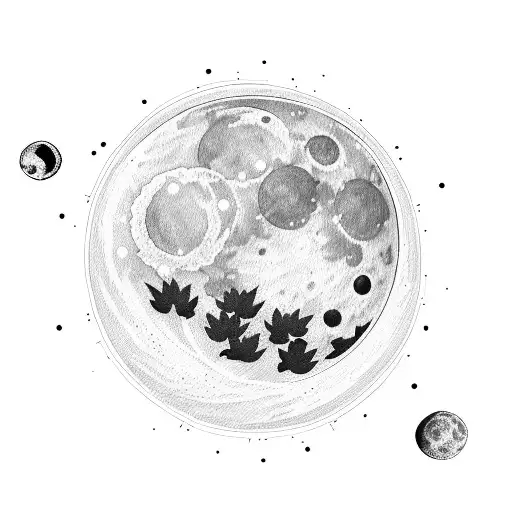 Moon With Long Stem Wildflowers