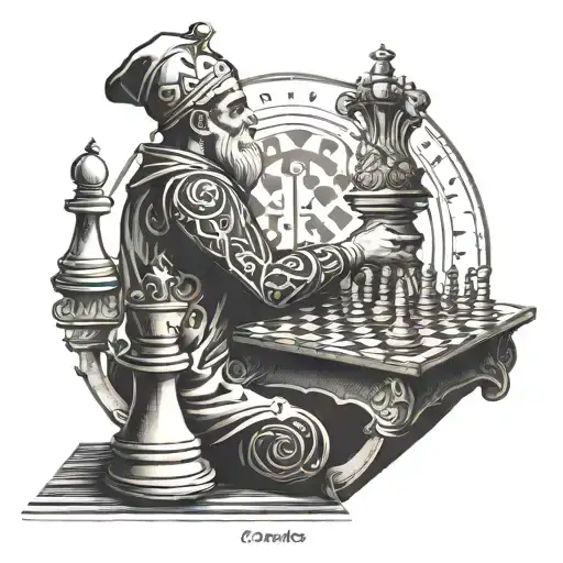 A Chess Player With Atheist Symbol