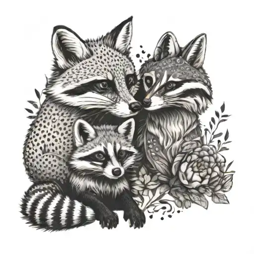 Fox And Raccoon Playing