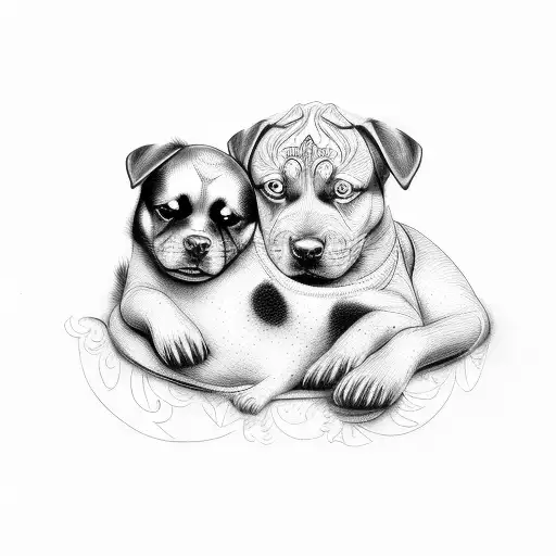 Newborn Girl With Rottweiler And Wife