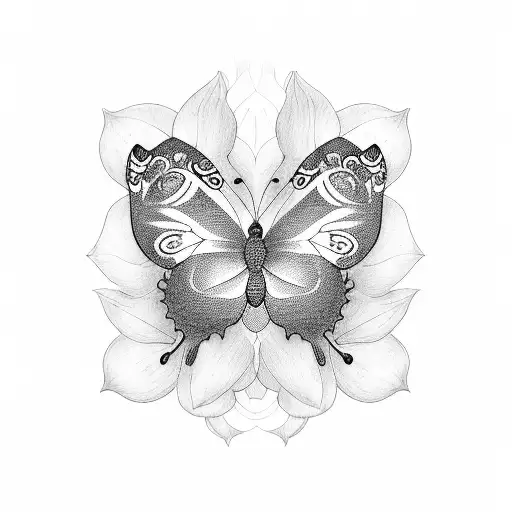 Cover Up Of Name Using Butterflies And Lotus Flowers