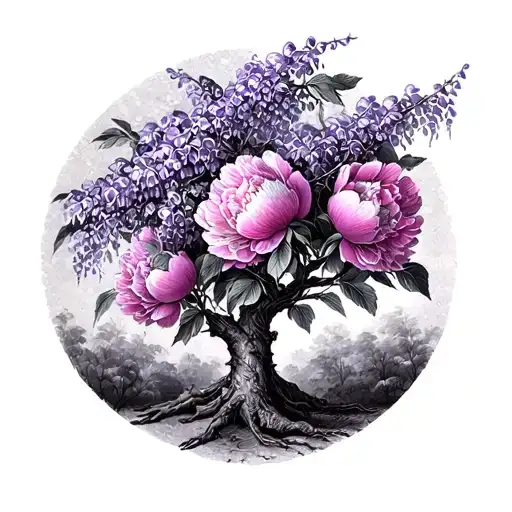 Wisteria Tree Into Peonies Flower