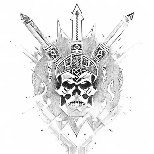 3 Aztec Style Daggers With Skulls