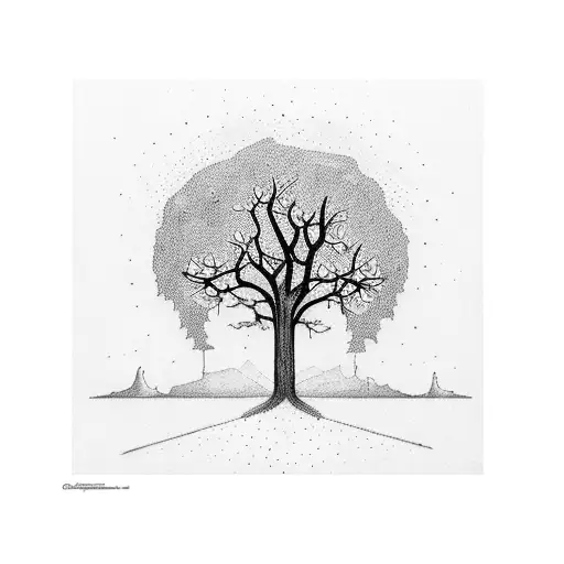 Albetros In The Night Behind The Tree