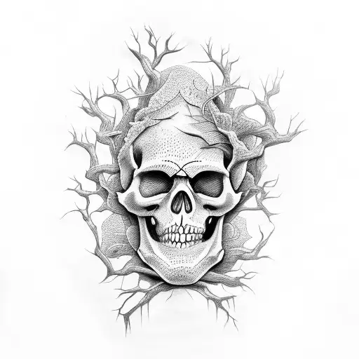 Fusion Between A Tree And A Human Skeleton With Apparent Root Shading