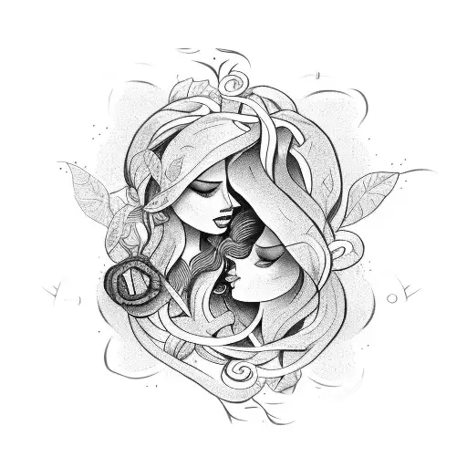 A Stylized Representation Of A Love Story Intertwined With Vine