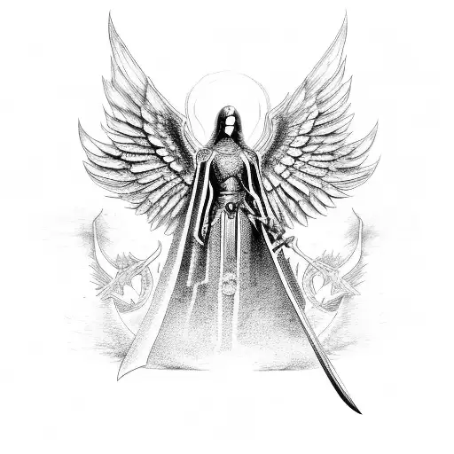 Arch Angel Michael With A Sword And Armor