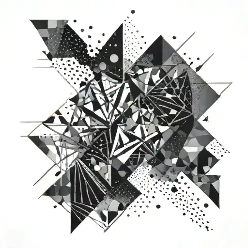 An Abstract Geometric Design Inspired By Tattoo Needles And Ink Splatters