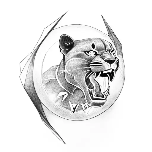 A Black Panther With A Broken Hour Glass In Its Mouth